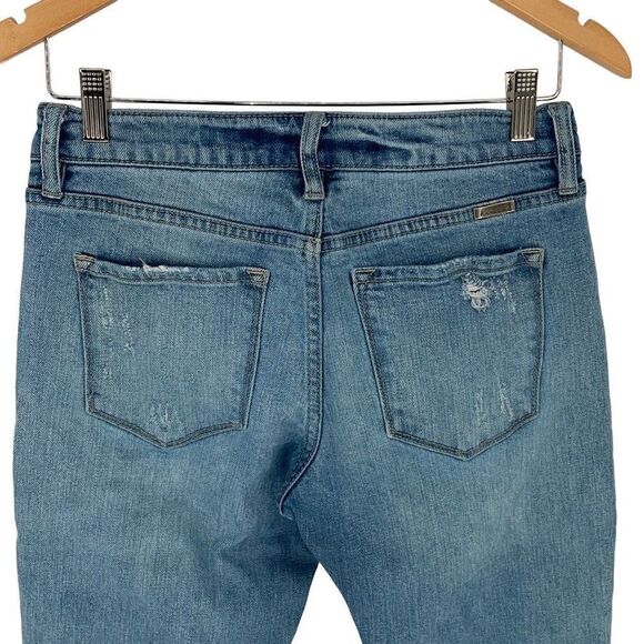 KanCan‎ Womens Distressed Jeans Denim 5 Pocket Stretch Light Wash Blue Size 7/27 - Picture 4 of 13